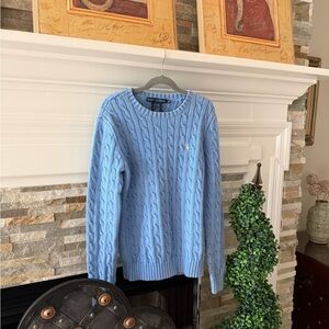 Ralph Lauren Polo MM Sky Blue Cable Knit Sweater - Very Good Condition